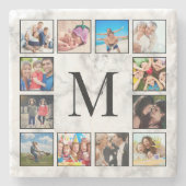 White Marble Stone Pattern Steinuntersetzer (Vorderseite)