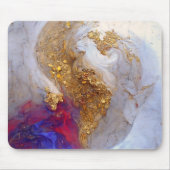 White Marble Swirl with Liquid Gold Mousepad (Vorne)