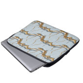 White Marble Texture with Cracked Gold Veins Laptopschutzhülle (Vorne Knopf)