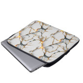 White Marble Texture with Glowing Gold Veins Laptopschutzhülle (Vorne Knopf)