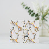 White Marble Texture with Glowing Gold Veins Postkarte (Stehend Vorderseite)