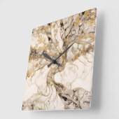 White Marble Tree of Life Abstract Quadratische Wanduhr (Winkel)