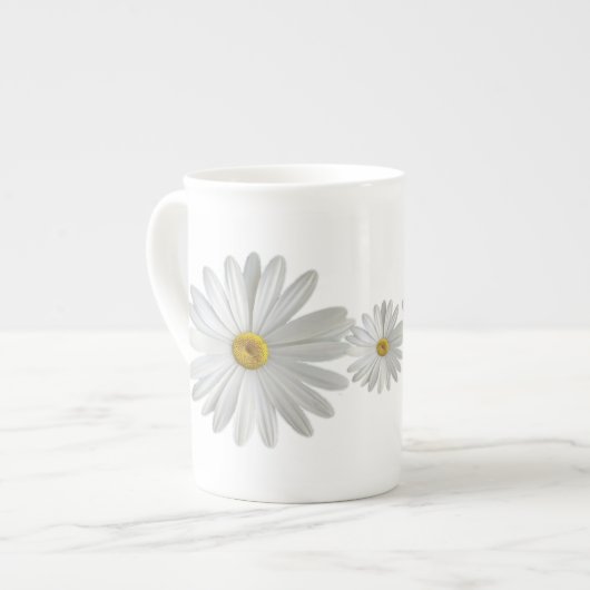 White Marguerite Daisy Blume Porzellantasse (Vorderseite Links)