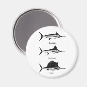 White Marlin - Blue Marlin - Sailfish-Logo Magnet (Vorderseite/Rückseite)