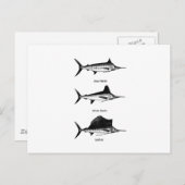 White Marlin - Blue Marlin - Sailfish-Logo Postkarte (Vorne/Hinten)