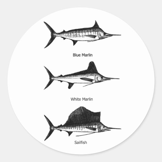 White Marlin - Blue Marlin - Sailfish-Logo Runder Aufkleber (Vorderseite)