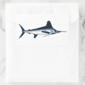 White-Marlin-Logo Rechteckiger Aufkleber (Tasche)