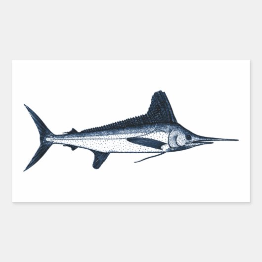 White-Marlin-Logo Rechteckiger Aufkleber (Vorderseite)