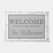 White Marmor Mr. und Mrs. Welcome Family Name Fußmatte (Vorderseite)