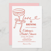 White Martini Bridal Shower Love Is Brewing Theme Einladung (Vorne/Hinten)