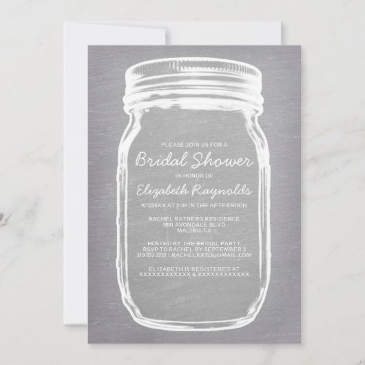 White Mason Jar Bridal Einladungen (Vorderseite)