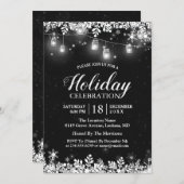 White Mason Jar Lights Schneeflocken Weihnachts-Pa Einladung (Vorne/Hinten)