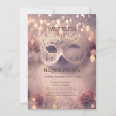 White Masque Diamonds Rose Gold Sweet 16 Einladung (Vorderseite)