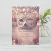 White Masque Diamonds Rose Gold Sweet 16 Einladung (Stehend Vorderseite)