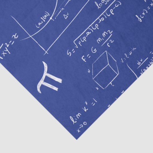 White Mathematic Formulas Equations Blue Seidenpapier (Detail)
