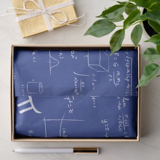 White Mathematic Formulas Equations Blue Seidenpapier (Geschenk)