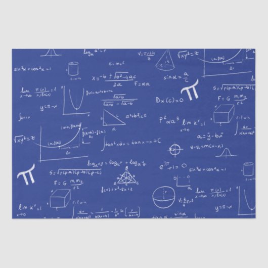 White Mathematic Formulas Equations Blue Seidenpapier (Vorderseite)