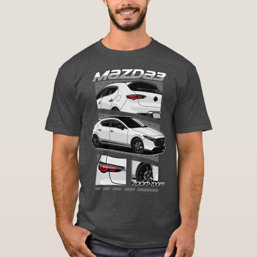 White Mazda 3 Zoomzoom T-Shirt (Vorderseite)