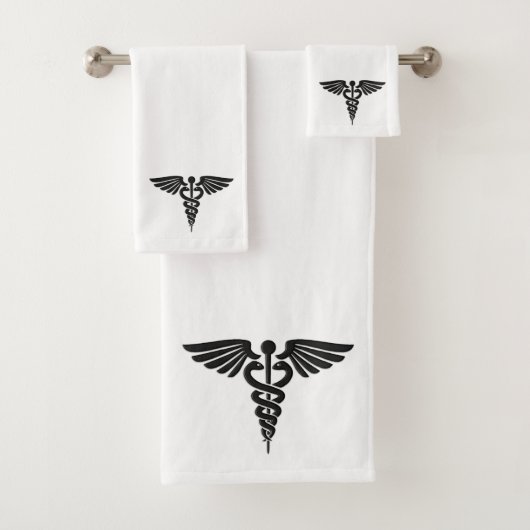 White Medical Caduceus Badhandtuch Set (Insitu)