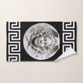 White Medusa Griechischer Schlüssel zum Schwarzen Badhandtuch Set (Handtuch)