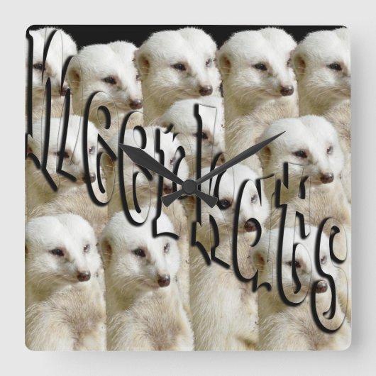 White Meerkat Army Quadratische Wanduhr (Vorderseite)