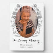 White Memorial Foto Plaque Vintage Blume Fotoplatte (Vorderseite)