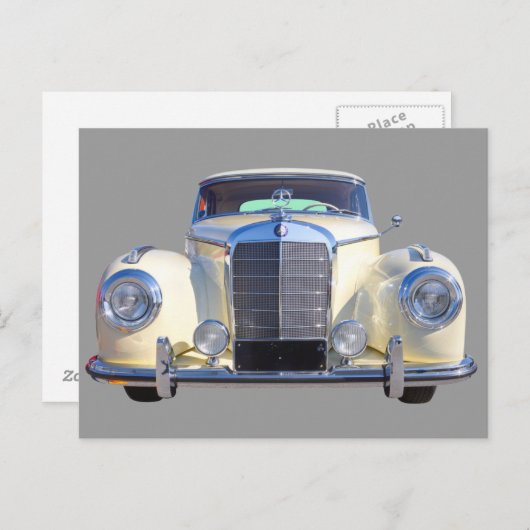 White Mercedes Benz 300 Luxuswagen Postkarte (Vorne/Hinten)