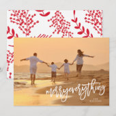 White Merry Everything Foto Feiertagskarte (Vorne/Hinten)