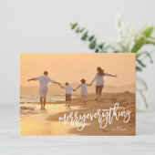 White Merry Everything Foto Feiertagskarte (Stehend Vorderseite)