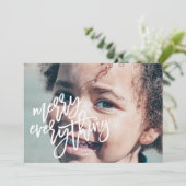 White Merry Everything Foto Feiertagskarte (Stehend Vorderseite)