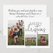 White MERRY Weihnachtskarte Feiertagskarte (Vorne/Hinten)