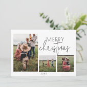 White MERRY Weihnachtskarte Feiertagskarte (Stehend Vorderseite)