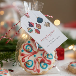 White Merry Xmas mit Vintagen Weihnachtsdekoration Geschenkanhänger