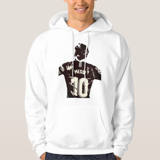 White Messi Men's Hoodie (Vorderseite)
