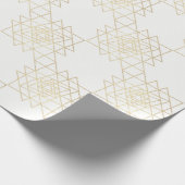 White Metallic Gold Hexagon Geometry Champaign Geschenkpapier (Ecke)