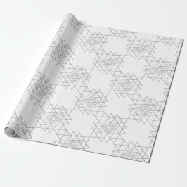 White Metallic Silver Gray Hexagon Geometrie Geschenkpapier