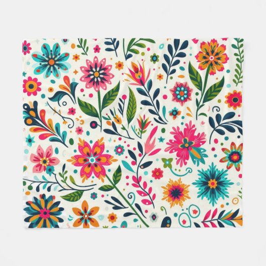 White Mexican Flowers Fleecedecke (Vorderseite (Horizontal))