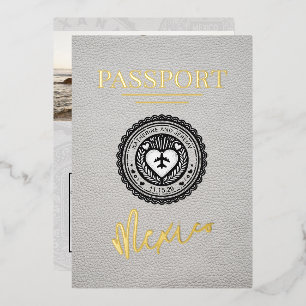 White Mexico Passport Hochzeit Folieneinladung
