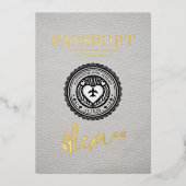 White Mexico Passport Hochzeit Folieneinladung (Vorderseite)