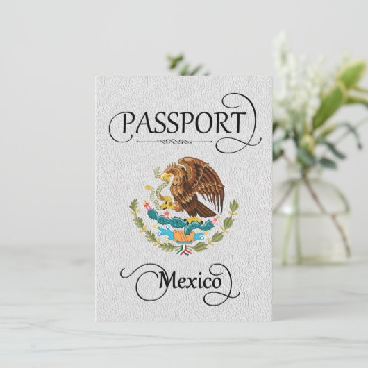 White Mexico Passport Save the Date (Stehend Vorderseite)