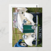 White MG TD Classic British Sportwagen Postcard Postkarte (Vorne/Hinten)