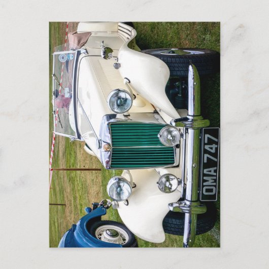White MG TD Classic British Sportwagen Postcard Postkarte (Vorderseite)