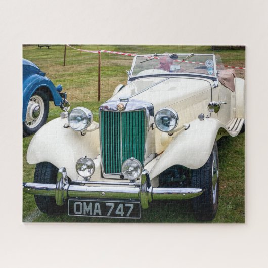 White MG TD Classic British Sportwagen Puzzle (Horizontal)