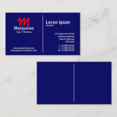 White Middle Rule Monogram - Dark Blue Visitenkarte (Vorne/Hinten)