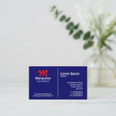 White Middle Rule Monogram - Dark Blue Visitenkarte (Stehend Vorderseite)