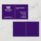White Middle Rule Monogram - Dark Violet Visitenkarte (Vorne/Hinten)