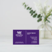 White Middle Rule Monogram - Dark Violet Visitenkarte (Stehend Vorderseite)