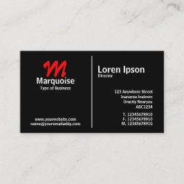 White Middle Rule Monogram - Schwarz Visitenkarte