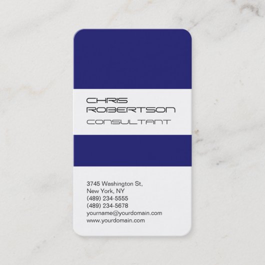 White Midnight Blue Attractive Charm Business Card Visitenkarte (Vorderseite)