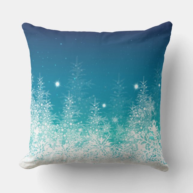 White & Midnight Blue Christmas Snow Flakes Kissen (Vorderseite)